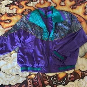Vintage Bocoo 80s 90s Retro Purple Paisley Windbreaker